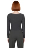 Kadın Fitted Kare Yaka Yarım Pat Düğmeli Uzun Kollu Crop Örme Bluz Kış Sezonu İçin Modern Ve Şık