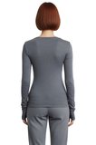 Kadın Antrasit Viskon Çizgili Fitted Uzun Kollu Basic Bluz Cool & Comfort Persona İle Günlük