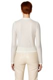 Kadın Fitted Bisiklet Yaka Uzun Kollu Triko Görünümlü Örme Bluz Günlük Kullanım İçin Cool Ve Comfort