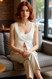 Yazlık Pamuklu Crop Bluz Fitted Kalıp Kare Yaka Günlük Stil Dayanıklı Malzeme Seçkin