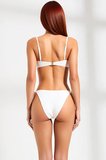 Kadın Bikini Takımı Dokulu Örme Kumaş Straplez Üst Balensiz Atma Kap Brazilian Alt Normal Bel
