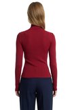 Kadın Fitted Vücuda Oturan Dik Yaka Fermuarlı Uzun Kol Esnek Örme Bluz Modern Cool & Comfort Tarzı