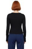 Kadın Fiyonk ve Cut Out Detaylı Bisiklet Yaka Slim Vücuda Oturan Örme Bluz Günlük Kullanım