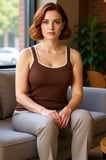 Kadın Kahverengi Kare Yaka Bodycon İnce Triko Bluz Kalın Askılı Günlük Kullanım İçin İdeal