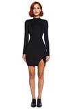 Kadın Siyah Bodycon Uzun Kollu Dik Yaka Mini Elbise Şık Kokteyl Ve Gece Davetleri İçin İdeal Seçim