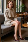 Kadın Triko Bisiklet Yaka Uzun Kollu Bolero Mini Bodycon Elbise Takımı Modern Şıklık Kaliteli