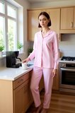 Kadın Kurdele Fiyonk Desenli Gömlek Yaka Pijama Takımı Fonksiyonel Dayanıklı Kaliteli Spor