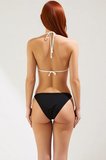 Kadın Bikini Takımı Üçgen Kap Balensiz Bağlamalı Normal Bel Düz Desen Örme Raşel Kolsuz Kuşgözü