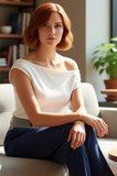 Kadın Asimetrik Yaka Kısa Kollu Viskoz Bluz Rahat Günlük Stil Seçkin Malzeme Kullanım