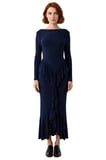 Kadınlar İçin Bodycon Kesim Kayık Yaka Uzun Kollu Volanlı Maxi Şık Gece Elbisesi Özel Davetlere