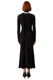 Kadın Bodycon Kalıp V Yaka Kuşak Detaylı Maxi Elbise Uzun Kollu Kış Şık Akşam Davetleri İçin