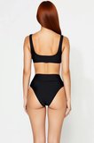Kadın Bikini Takımı Bralette Yüksek Bel Balensiz Kolsuz Düz Desen Regular Kalıp Örme Raşel