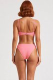 Kadın Bikini Takımı İnce Askılı Bandeau Üst Normal Bel Slip Alt Balensiz Kaplı Dokulu Desenli