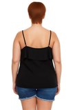 Kadın Büyük Beden V Yaka İnce Askılı Dokuma Volanlı Bluz Günlük Cool Comfort Tarzı İçin İdeal