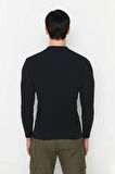 Erkek Fitted Dik Yaka Fermuarlı Fitilli Triko Kazak Kış Sezonu İçin Şık Ve Rahat Pamuk Polyester