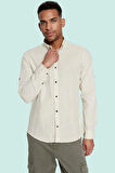 Erkek Slim Fit Uzun Kollu Gömlek Pamuklu Casual Günlük Hafta Sonu Yaz Aylarının Vazgeçilmezi