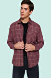 Erkek Kışlık Flanel Kareli Gömlek Regular Fit Uzun Kol Pamuk Günlük Stil Dayanıklı Malzeme