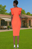 Şık V Yaka Kısa Kollu Finike Dokuma Abiye Elbise Günlük Kullanım İçin Zarifane Tasarım Şık Görünüm