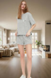 Kadın Pamuklu Örme Pijama Takımı Yazlık Kısa Şortlu Rahat Tasarım Ve Şık Mükemmel Uyum