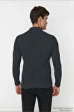 Erkek Fitted Dar Kalıp Dik Yaka Uzun Kol Fitilli Triko Kazak Kış Günleri İçin Şık ve Rahat Seçim