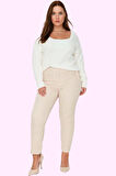 Kadın Yüksek Bel Cigarette Kalıp Dokuma Pantolon İş İçin Renk Günlük Kullanım Modern Tasarım