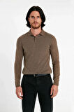 Erkek Fitted Kesim Polo Yaka Triko Kazak Uzun Kollu Smart Casual Tarzı Günlük Şıklık Sunar