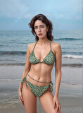 Kadın Yeni Sezon Ayarlanabilir Askılı Çıkarılabilir Pedli Üçgen Bikini Takımı Deniz Plaj Mayo