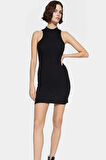 Kadın Mini Örme Pamuklu Elbise Halter Yaka Bodycon Günlük Yaz Modern Stil Şık Görünüm