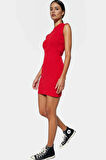 Mini Örme Elbise Vücuda Oturan Bisiklet Yaka Günlük Şık Görünüm Profesyonel