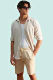 Erkek Keten Görünümlü Pamuk Şort Rahat Kalıp Günlük Kullanım Hafta Sonu Yaz Aylarının Vazgeçilmezi