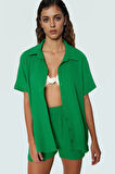 Şık Dokuma Gömlek Şort Takım Fitted Kalıp Rahat Yazlık Plaj Modern Stil Özel Tasarım
