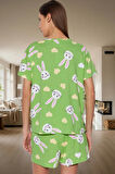 Kadın Ayıcıklı Pamuklu Kısa Kollu Pijama Takımı Dayanıklı Malzeme Trend Tasarım