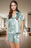 Kadın Saten Pijama Takımı Kısa Kol Regular Kalıp Yazlık Konforlu Kesim Trend Tasarım