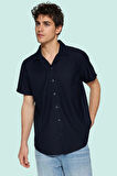 Erkek Regular Fit Apaş Yaka Kısa Kollu Gömlek Rahat Günlük Kullanım Yaz Aylarının Vazgeçilmezi