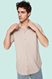 Erkek Regular Fit Apaş Yaka Kısa Kollu Gömlek Rahat Günlük Kullanım Yaz Aylarının Vazgeçilmezi