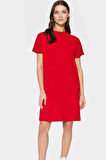 Kadın Mini Krep Elbise Cep Detaylı Şık Shift Kalıp Günlük Uzun Ömürlü Premium Kalite