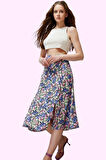 Kadın Çiçek Desenli Midi Etek Yüksek Bel A line Kesim Viskoz Günlük Stil Dayanıklı Malzeme