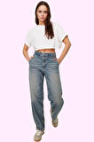 Kadın Düşük Bel Geniş Paça Baggy Jean Pamuk Günlük Stil Hafta Sonu Yaz Aylarının Vazgeçilmezi