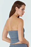 Fitted Straplez Crop Bluz Esnek Örme Kumaş Günlük Stil Özel Tasarım Konforlu Kesim Mükemmel Uyum