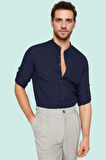 Erkek Basic Slim Fit Hakim Yaka Pamuklu Günlük Gömlek Hafta Sonu Yaz Aylarının Vazgeçilmezi