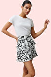 Kadın Şort Etek Desenli Kısa Boy Yüksek Bel Viskoz Dokuma Yazlık Şık Yaz Aylarının Vazgeçilmezi