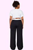 Kadın Yüksek Bel Geniş Paça Dokuma Pantolon Polyester Günlük Şıklık Yaz Aylarının Vazgeçilmezi