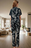Kadın Kaplan Desenli Viskon Pijama Takımı Rahat Şık Ev Giyim Özenle Seçilmiş Mükemmel Uyum