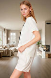 Kadın Viskon Şortlu Pijama Takımı Regular Kalıp Yazlık Özenle Seçilmiş Modern Stil