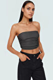 Fitted Straplez Crop Bluz Esnek Örme Kumaş Günlük Stil Özel Tasarım Konforlu Kesim Mükemmel Uyum