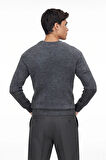 Erkek Slim Fit Bisiklet Yaka Saç Örgü Triko Kazak Kışlık Soğuk Hava Şıklığı İçin İdeal Kaliteli