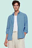 Erkek Uzun Kollu Pamuklu Gömlek Basic Siluet Günlük Kullanım Hafta Sonu Yaz Aylarının Vazgeçilmezi