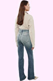 Kadın İspanyol Paça Jeans Uzun Boy Normal Bel Flare Kalıp Günlük Stil Yaz Aylarının Vazgeçilmezi