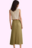 Kadın Midi Boy A line Saten Dokuma Etek Günlük Şıklık Hafta Sonu Yaz Aylarının Vazgeçilmezi