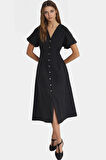 Nefes Alan Pamuklu Yazlık Midi Gömlek Elbise Rahat Günlük Stil Kaliteli İşçilik Trend Tasarım